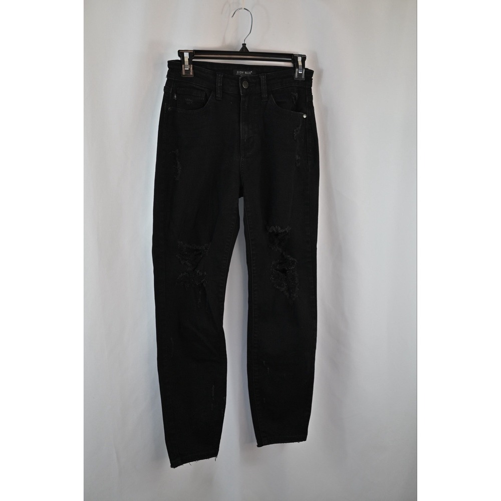 Judy Blue Womens Boyfriend Fit Black Distressed Jeans Size 3/26 Regular Fit